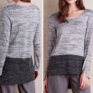 Anthropologie Dolan Left Coast Pullover Top High Low Stretch Long Slv Gray USA L